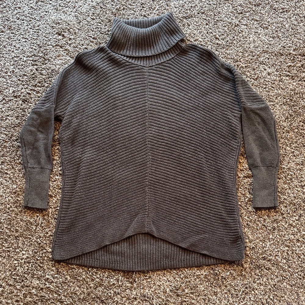 Rachel Zoe Charcoal Turtleneck Ribbed Knit Sweater